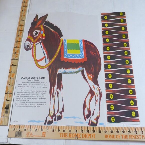 Vintage Pin the Tale on the Donkey LAMINATED new uncut - Picture 1 of 3